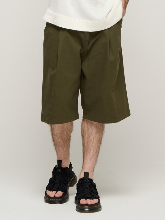 CB BERMUDA ONETUCK COTTON PANTS (KHAKI)