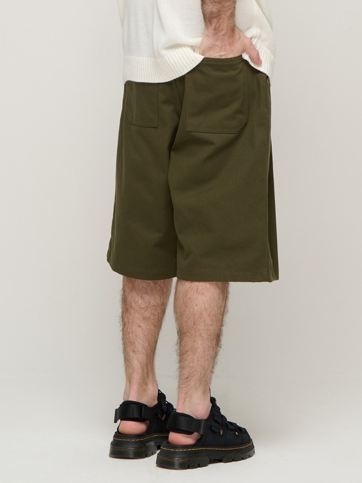 CB BERMUDA ONETUCK COTTON PANTS (KHAKI)