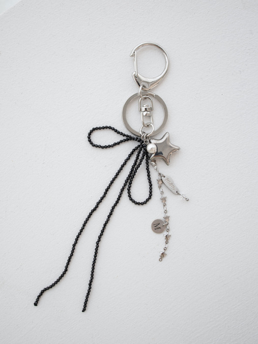 Black ribbon and star keyring