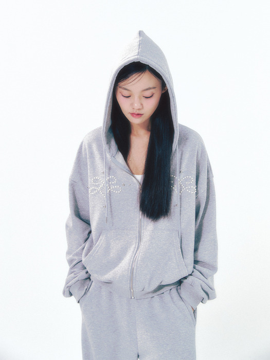 Pearl Hoodie Zip-Up Gray