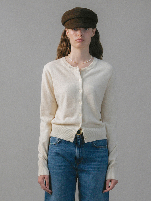 U Fine Wool Classic Cardigan_Oat Cream