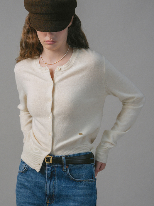 U Fine Wool Classic Cardigan_Oat Cream