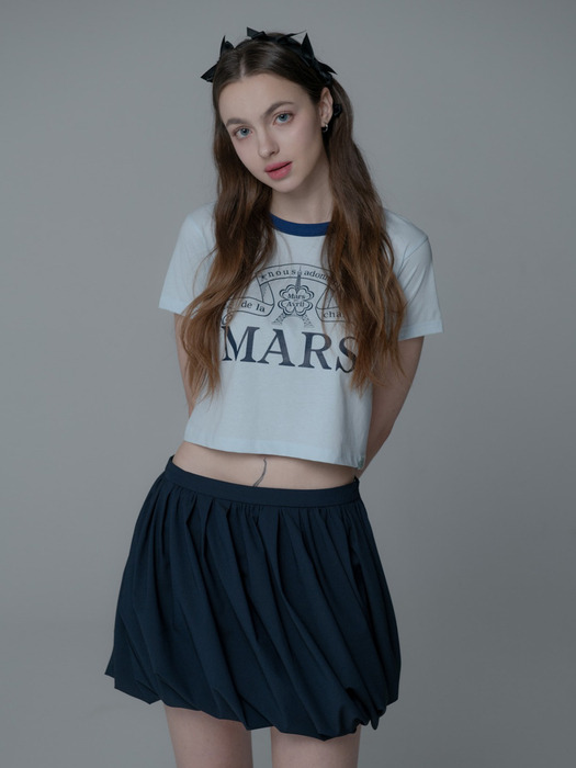 CLOVER HAT CROP TSHIRT_SKYBLUE NAVY