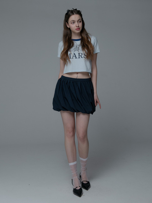 CLOVER HAT CROP TSHIRT_SKYBLUE NAVY