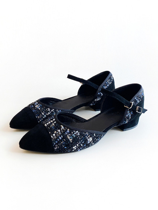 charette tweed Mary Jane flat_Black 2cm ODR220253