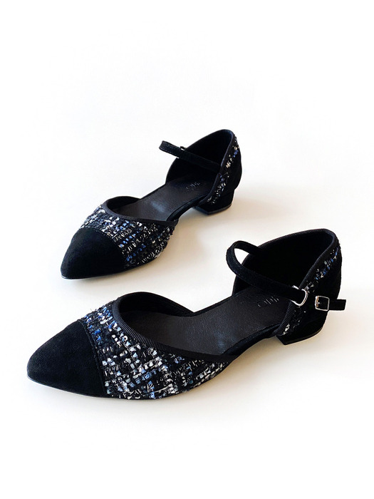 charette tweed Mary Jane flat_Black 2cm ODR220253