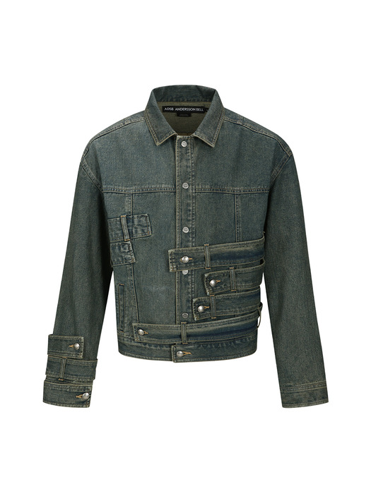 WAISTBANDS DENIM JACKET awa636m(ARMY GREEN)