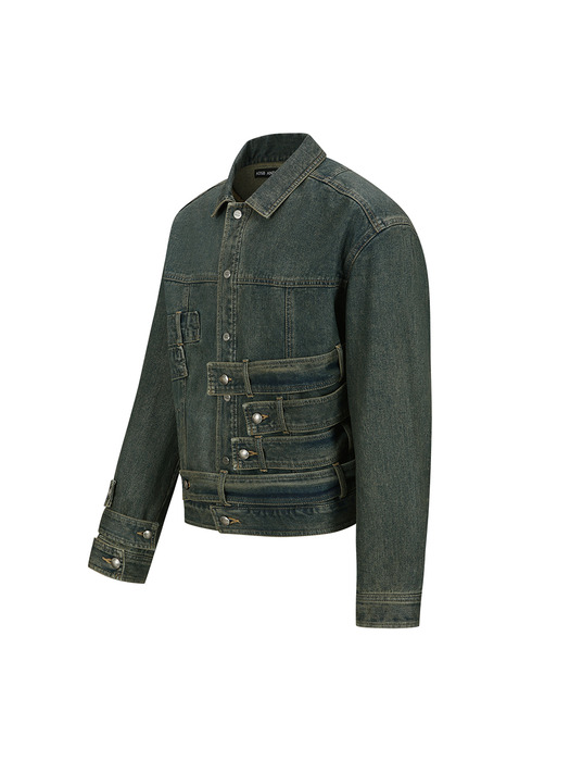 WAISTBANDS DENIM JACKET awa636m(ARMY GREEN)