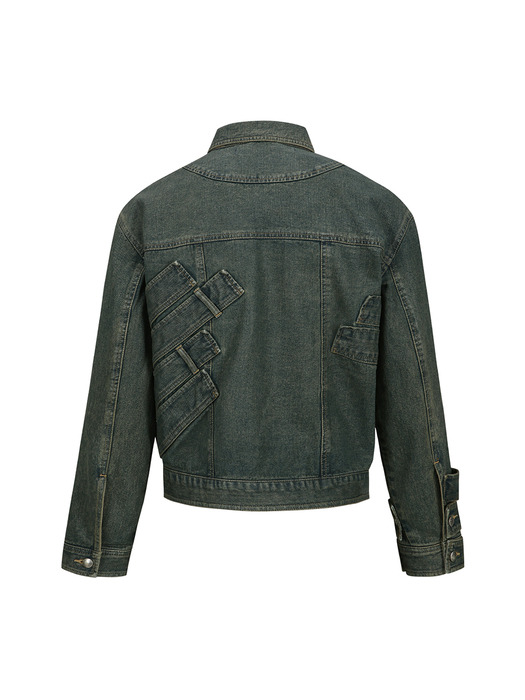 WAISTBANDS DENIM JACKET awa636m(ARMY GREEN)