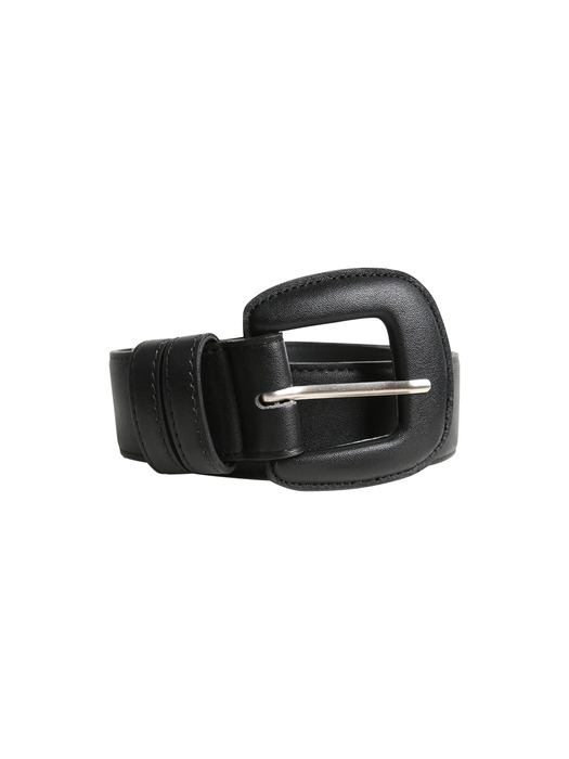 COVERED ECO LEATHER BELT, BLACK