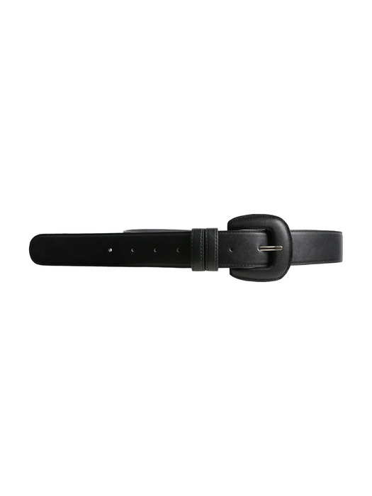 COVERED ECO LEATHER BELT, BLACK