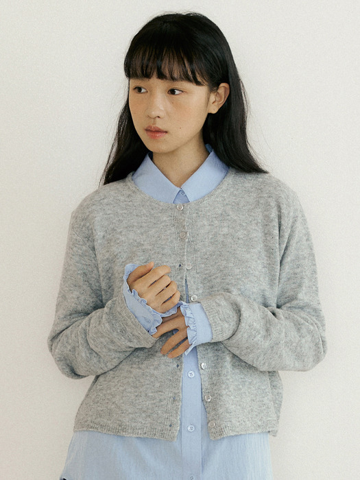 [wool] basic knit cardigan 221 (melange gray)