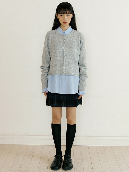 [wool] basic knit cardigan 221 (melange gray)