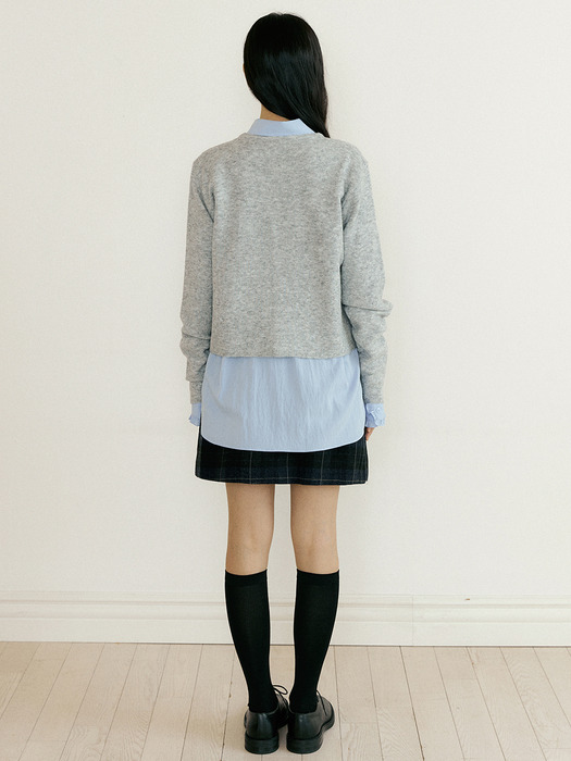 [wool] basic knit cardigan 221 (melange gray)