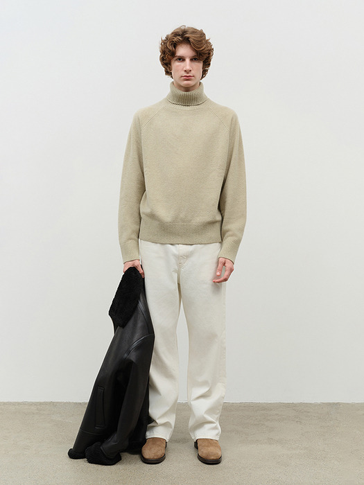 UNISEX ESSENTIAL WOOL TURTLENECK SWEATER PISTACHIO_M_UDSW4D124E1