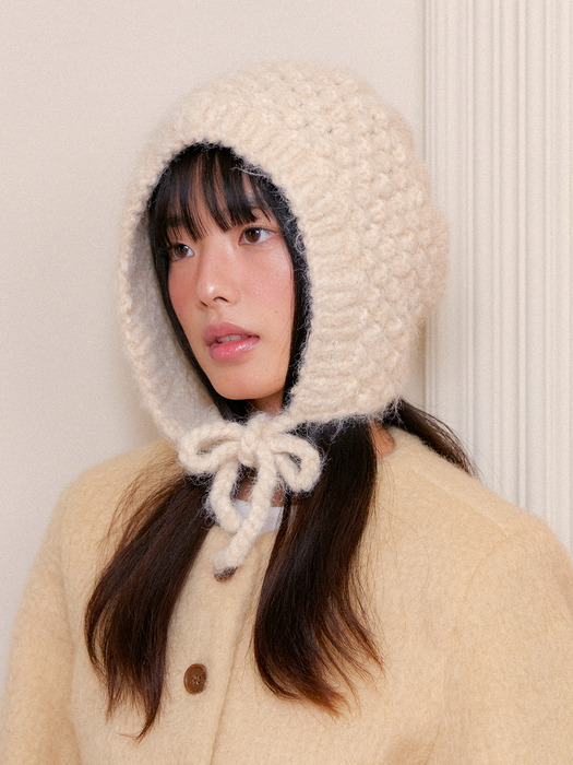 [HAND CROCHET] waffle wide bonnet_3color HA039