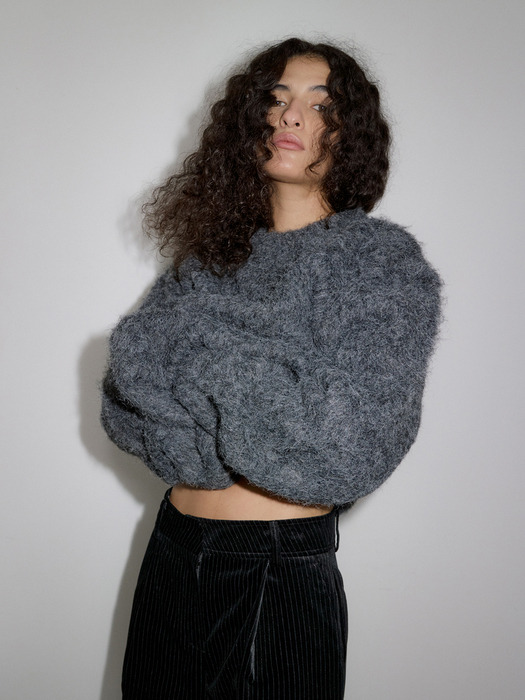 OVERSIZE HAIRY KNIT _CHARCOAL