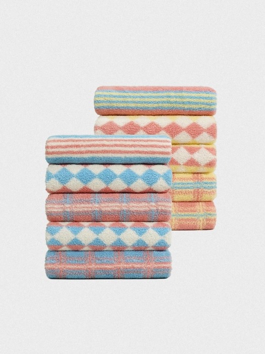 [선염타월] 10P 익스클루시브 콤팩트 코마사 타월 200g