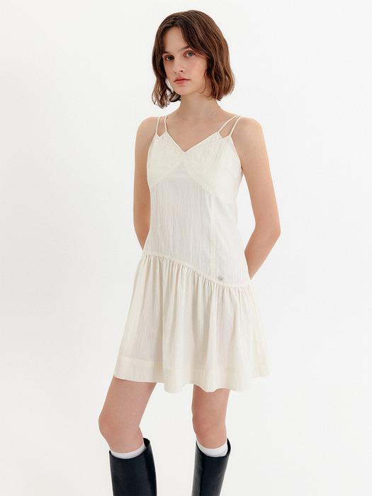 앤 셔링 슬리브리스 드레스_크림 / ANN SHIRRING SLEEVELESS DRESS_CREAM