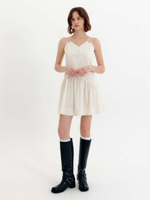 앤 셔링 슬리브리스 드레스_크림 / ANN SHIRRING SLEEVELESS DRESS_CREAM