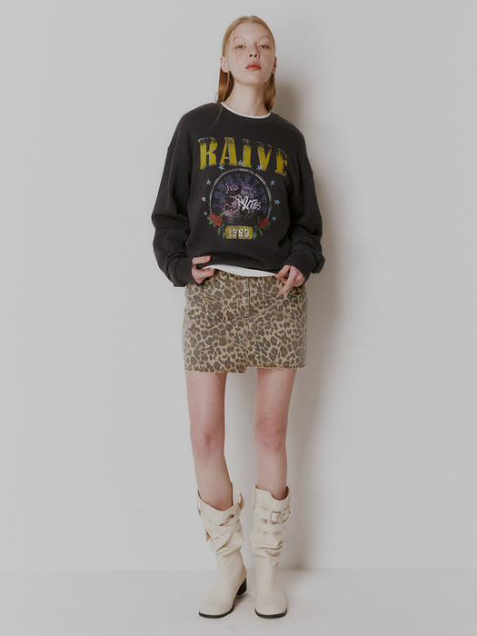 Leopard Denim Mini Skirt in L/Brown VJ5SS409-95