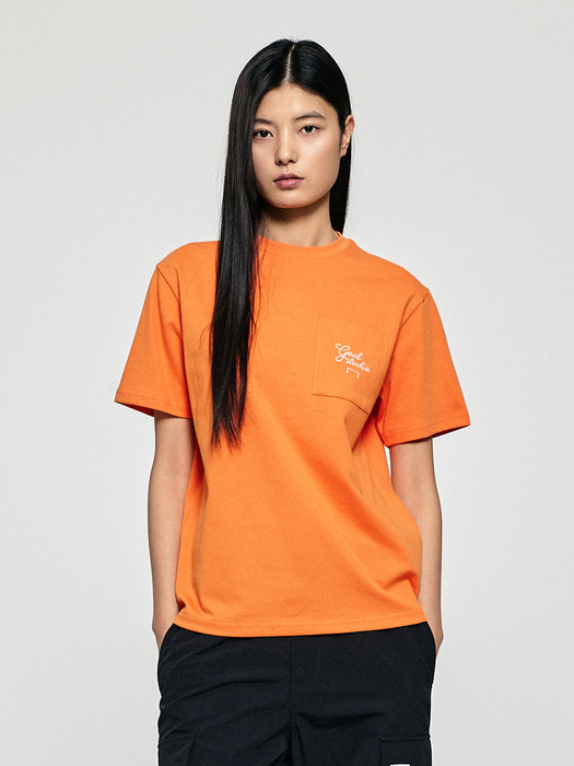 골스튜디오]AIR MESH GRAFFITI LOGO POCKET TEE-ORANGE