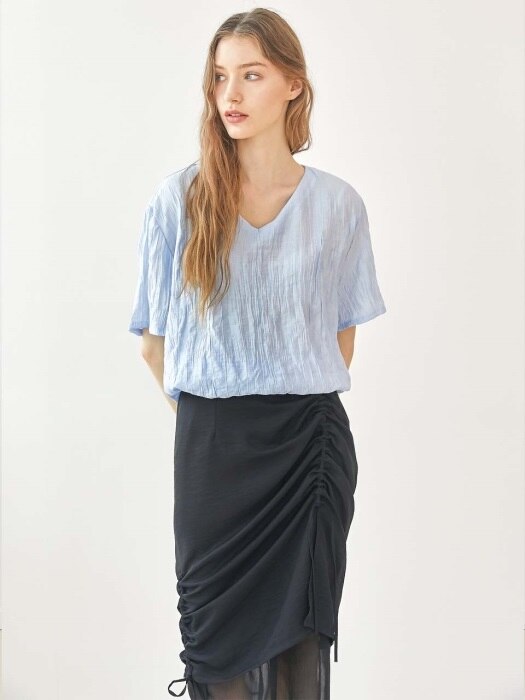 Shirring layered skirt - Black