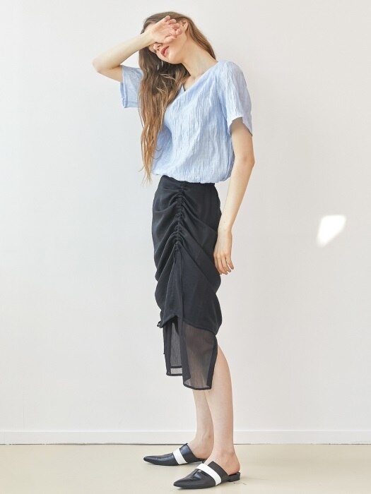 Shirring layered skirt - Black