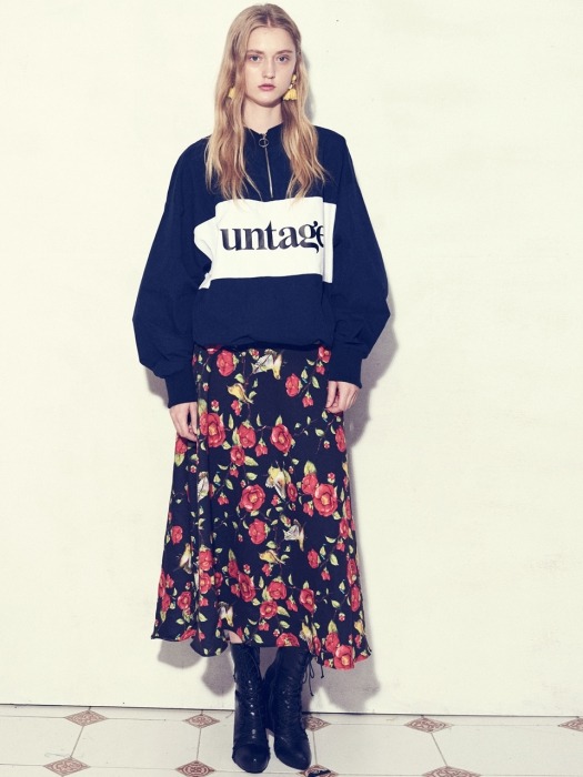 UWS-FS03 camellia flare maxi skirt[black]