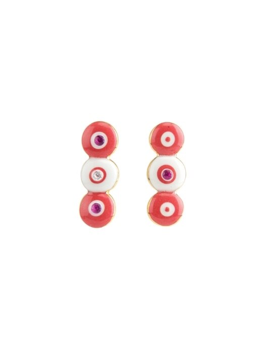 3round bold earring(Red)