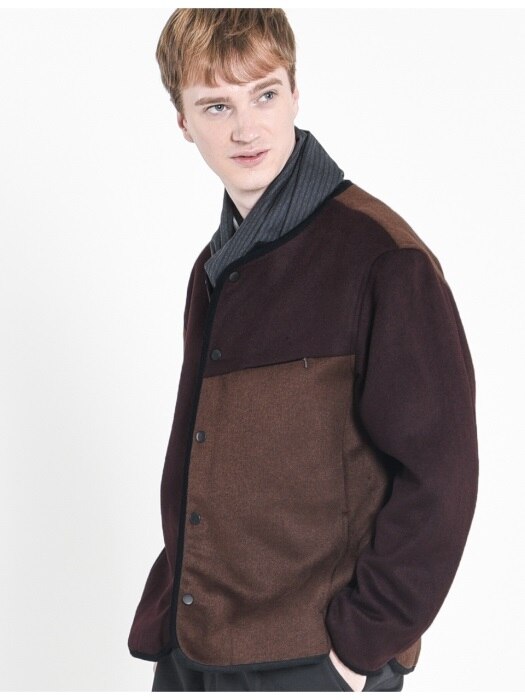 18FW STANDARD BLOCKING WOOL CARDIGAN BROWN