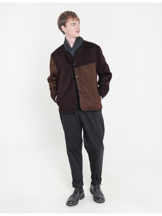 18FW STANDARD BLOCKING WOOL CARDIGAN BROWN