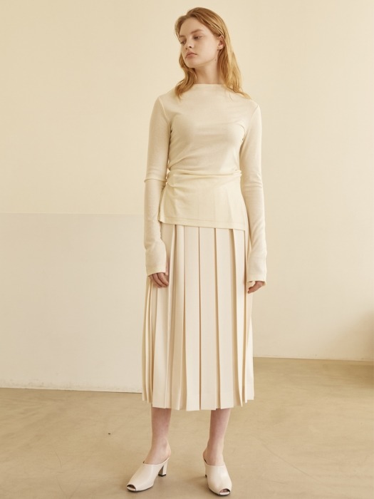 19SS RIBBED HALF NECK TOP IVORY