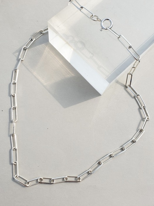 Long oval chain Necklace 오발 실버 체인목걸이