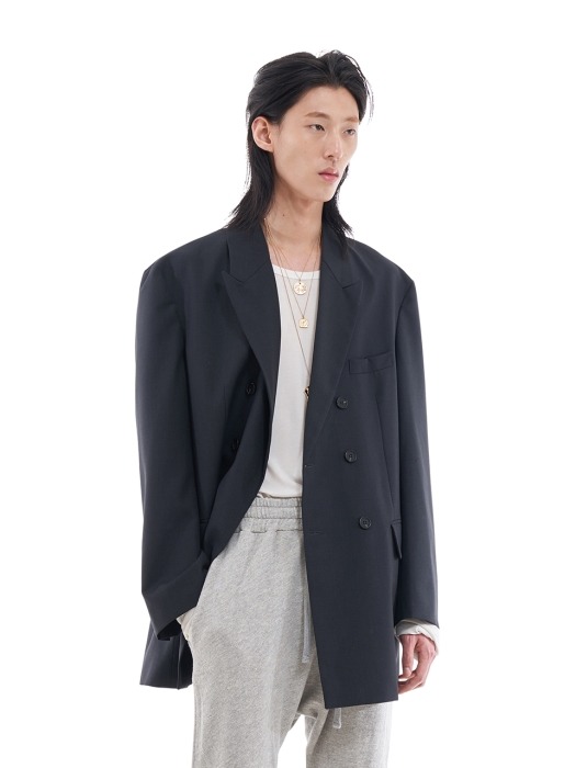 DOUBLE BRESATED OVERSIZED BLAZER _ CHARCOAL