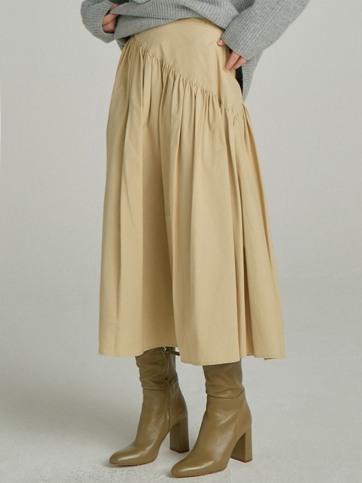 Shirring Long Skirt_Yellow