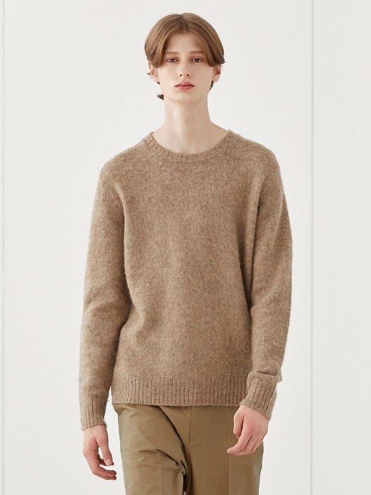 MOHAIR ROUND KNIT_BROWN