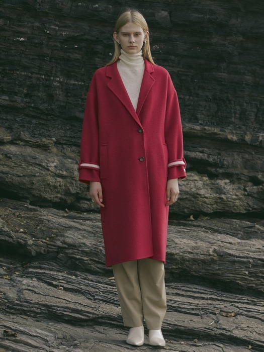 Premium handmade alpaca buckle sleeve coat [RED]
