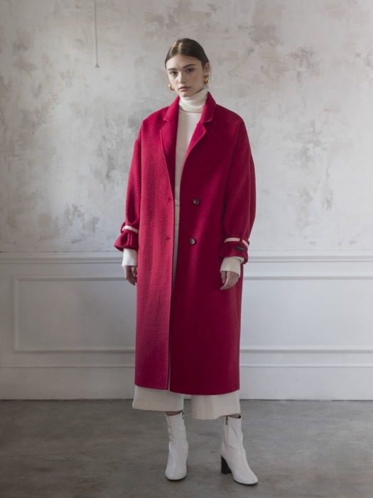 Premium handmade alpaca buckle sleeve coat [RED]