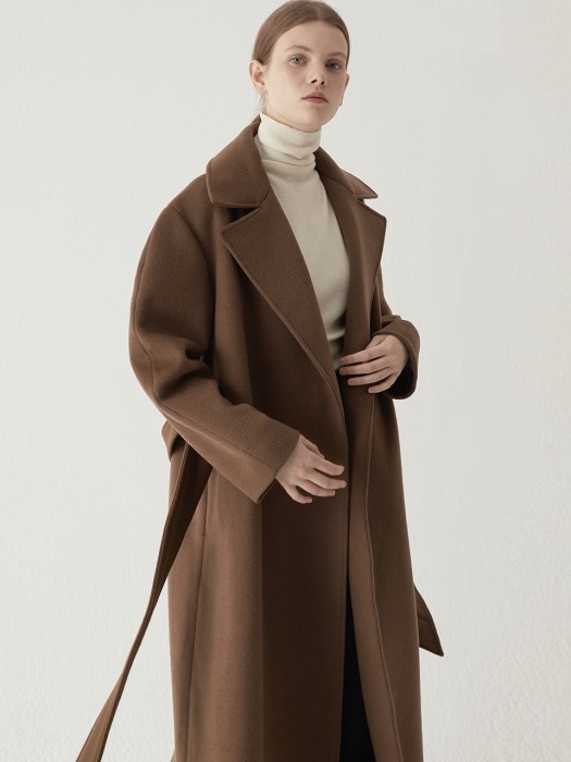 [단독] Cashmere blended maxi coat - Brown