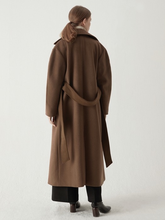 [단독] Cashmere blended maxi coat - Brown