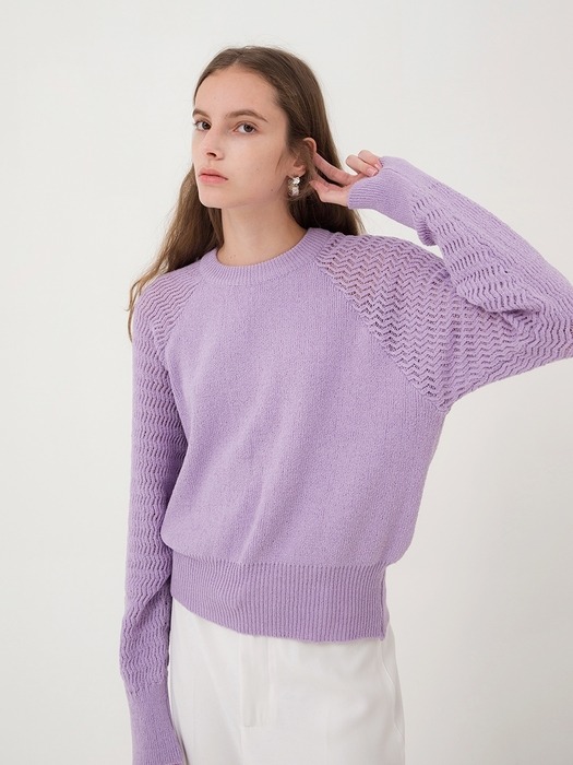 See Through Sleeve Knit - Lavender