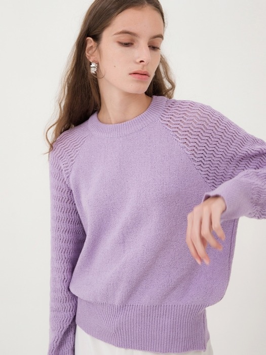 See Through Sleeve Knit - Lavender