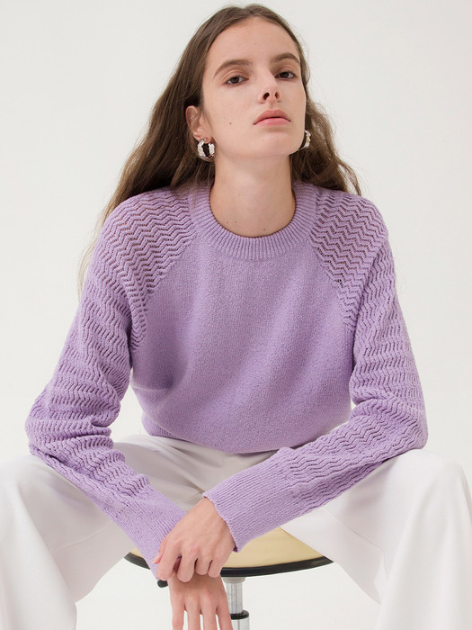 See Through Sleeve Knit - Lavender