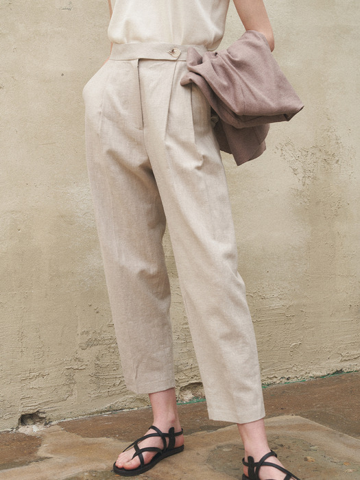 Linen Basic Pants_Light Beige