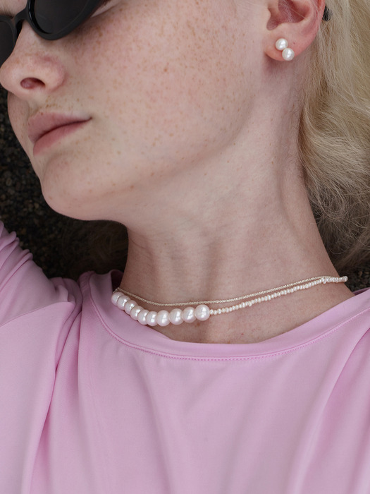 [단독][2SET]The mixed pearl necklace + usual daily necklace A