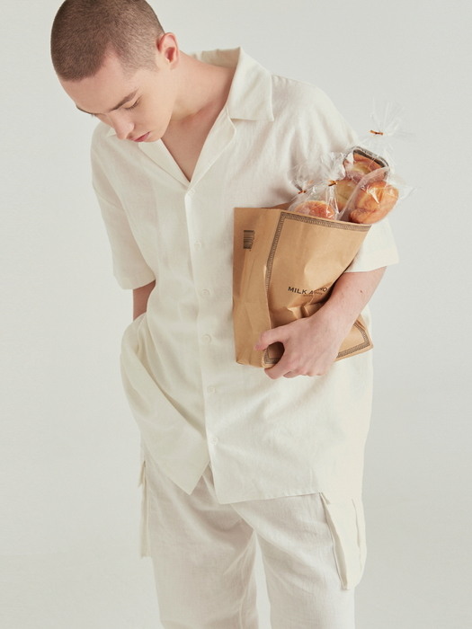 EASY OPEN LINEN HALF SHIRT_IVORY