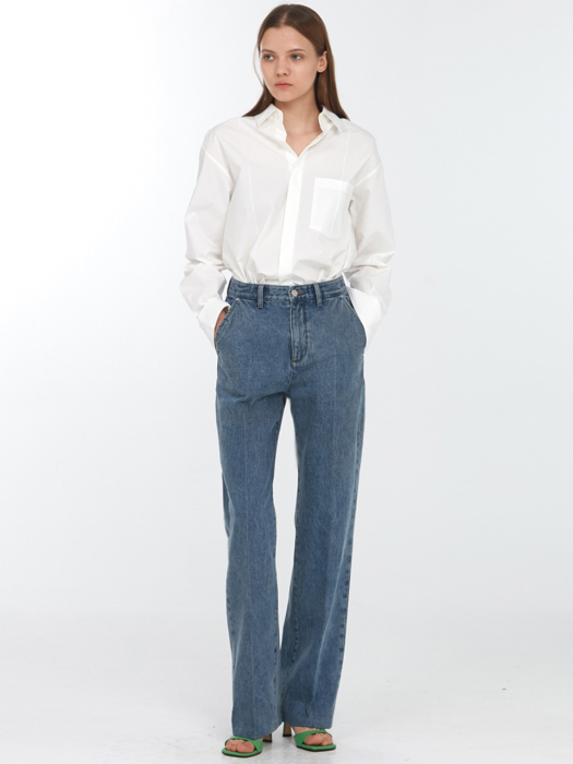 RELAXED STRAIGHT SLACK JEANS MID BLUE_UDPA0F203B2
