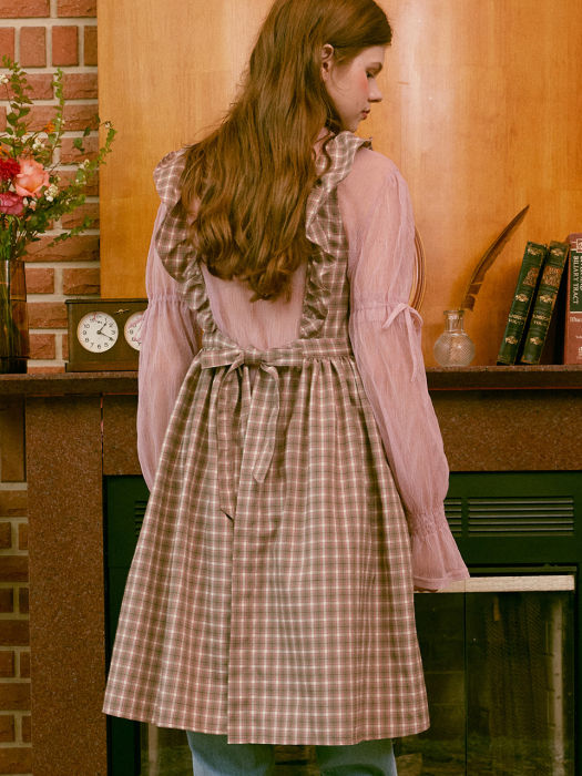 로라로라](OP-20514) CHECK RUFFLE SLEEVELESS ONE-PIECE MULTI