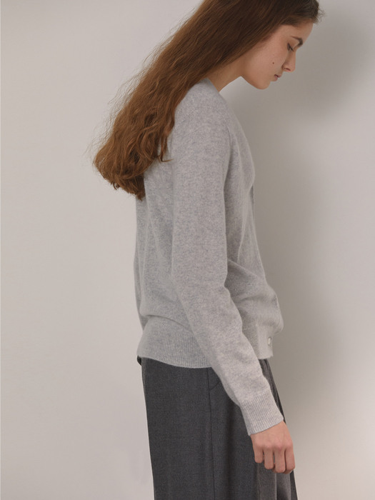 DEMERE CASHMERE 100 CARDIGAN (GRAY)